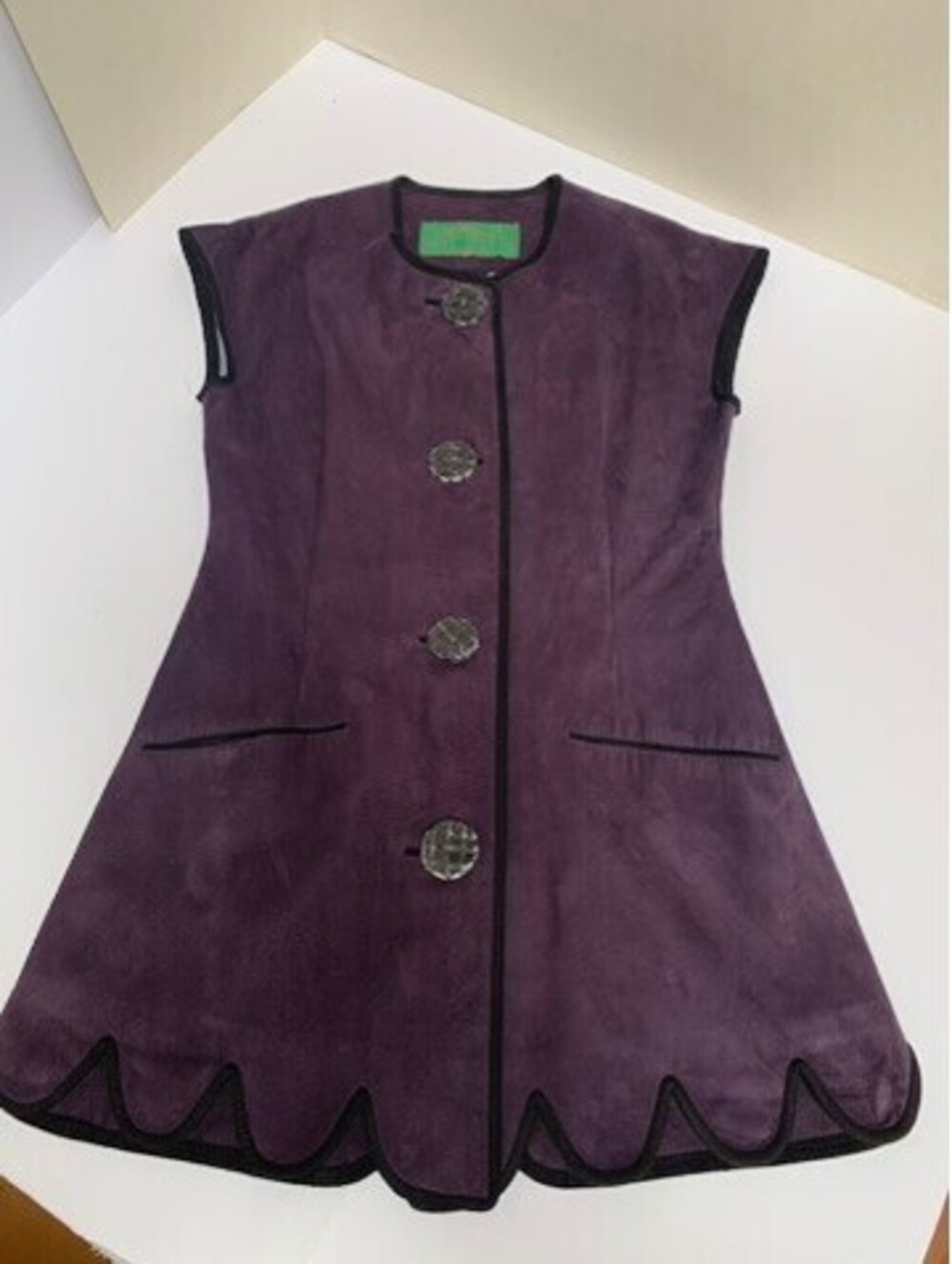 Vintage Grownbeans Karen Groner Purple & Black Long Vest / Tunic